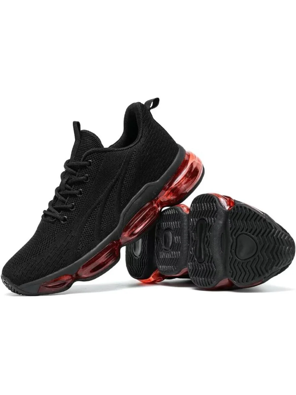 Men's Black Red Walking Running Shoes Breathable Fashion Tennis Casual Sneakers